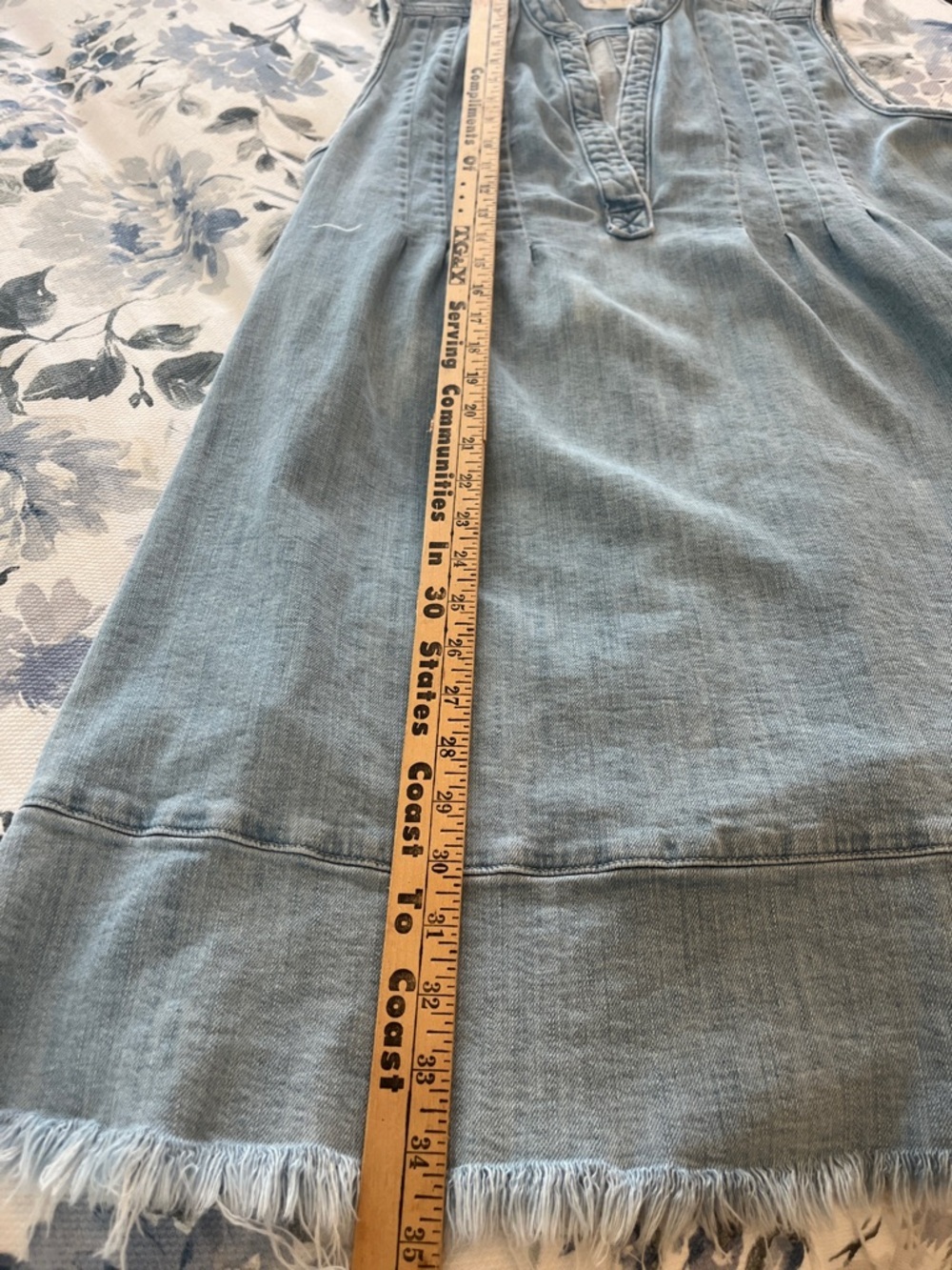 Current/Elliott Light Blue Denim faded Topstitched dress - Picture 10 of 12